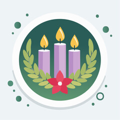 Flat Design Advent Candle Wreath Icon