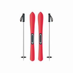 Flat Design Skis and Poles Icon