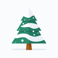 Flat Design Snow Covered Pine Tree