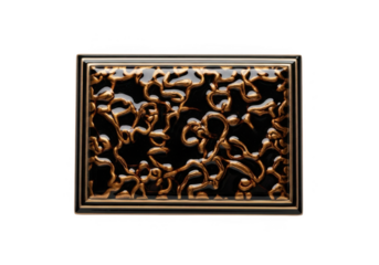 Abstract black and gold pattern isolated on transparent background for decorative use