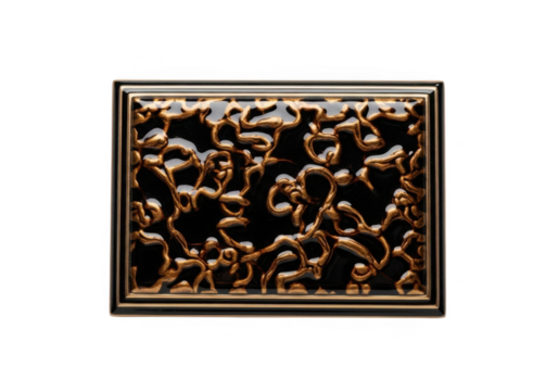 Abstract black and gold pattern isolated on transparent background for decorative use