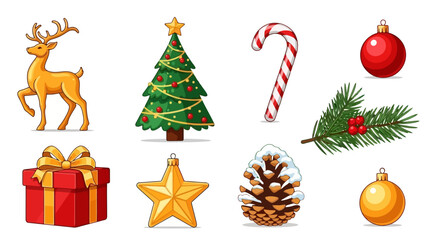 Christmas Decorations Collection Festive Icons for Holiday Designs