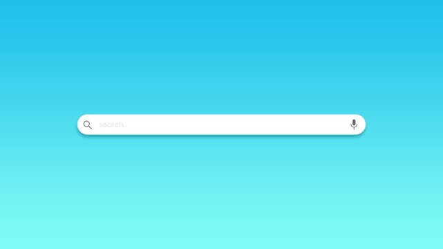 Animated search bar entering and exiting on blue 4k backdrop