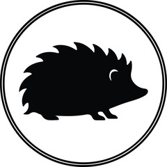 Illustration hedgehog in a circle logo design silhouette vector