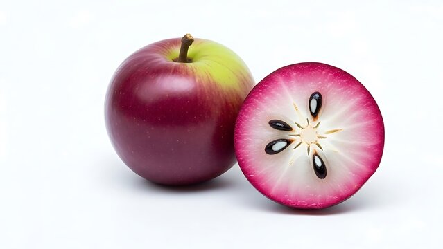 Fresh Whole and Sliced Star Apple Fruit Revealing Star-Shaped Core