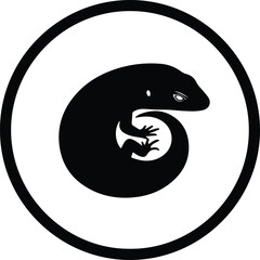 Illustration lizard curled up in a circle simple silhouette vector