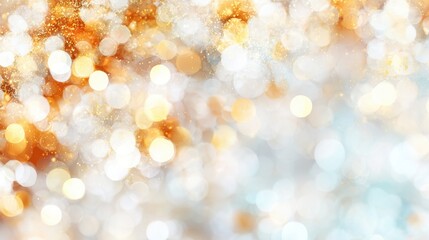 Obraz premium Colorful bokeh with golden and silver tones creating a festive background