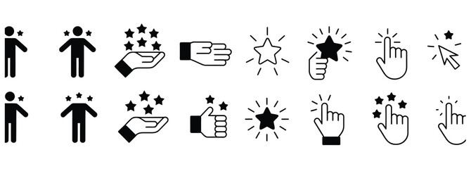 Elevate your designs with these versatile star rating and feedback icons, perfect for websites and apps, capturing customer experiences and service excellence with ease and style for modern digital ma