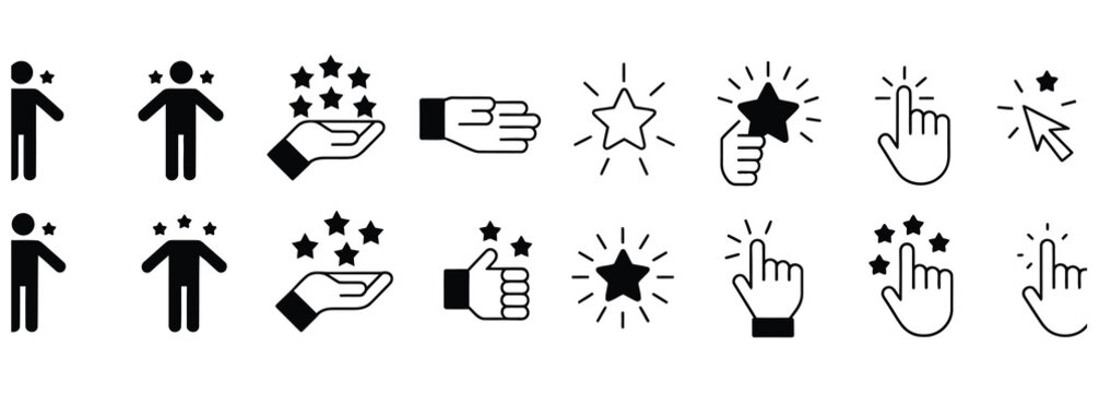 Elevate your designs with these versatile star rating and feedback icons, perfect for websites and apps, capturing customer experiences and service excellence with ease and style for modern digital ma