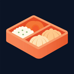 Bento Box Illustration – Japanese Lunch Box Flat Food Vector