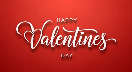 Elegant happy valentines day calligraphy on a red background for greeting cards