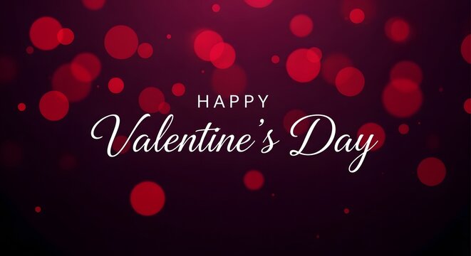 Elegant happy valentines day background with red bokeh lights and script text