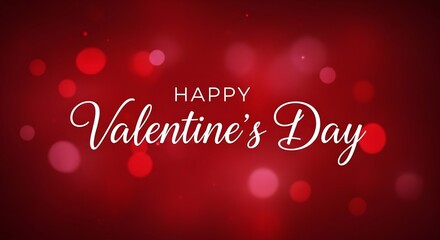 Happy valentines day greeting with bokeh lights on red background