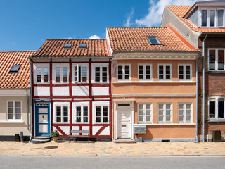 Timber-framed house and town house on Langegade in Kerteminde, Funen, Denmark