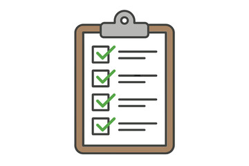 Clipboard holding a paper checklist with green checkmarks symbolizing task management and completion