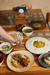 Deliciously Plated and Artistically Presented Dishes at a Beautiful Dining Table Setting