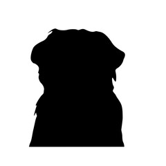 Dog silhouette headshot isolated on white background for graphic design and illustration