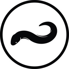 Illustration simple lamprey eel in a circle frame silhouette vector
