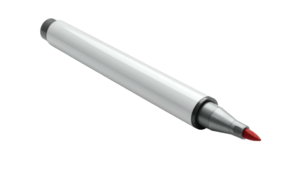 Red-tipped white marker, angled, isolated on a black background