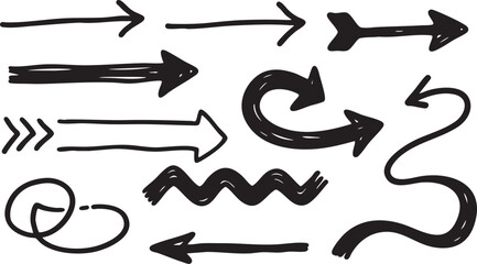 Hand Drawn Arrow Clipart: Black Sketch Arrows, Curved & Bold Arrow Designs