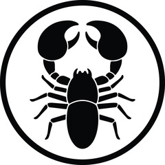 Illustration stylized scorpion with large claws black silhouette vector