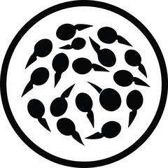 Illustration tadpoles gathering in a circular frame silhouette vector