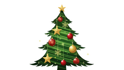Christmas Tree with Ornaments and Star Festive Holiday Icon
