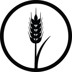 Illustration wheat ear symbol in a circular frame silhouette vector