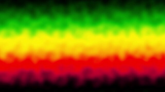 video of Abstract background featuring smoke curves and waves in reggae flag colors: green, yellow, and red. Loop background