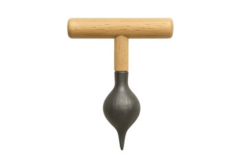 Plumb bob measuring vertical alignment on transparent background
