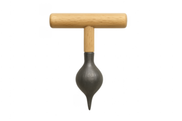 Plumb bob measuring vertical alignment on transparent background