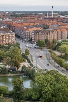 View from Vor Frelsers Kirke to Torvegade and the Amagerbro Vest neighbourhood, Copenhagen, Denmark