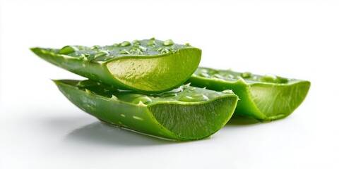 Fototapeta premium Harvesting fresh aloe vera leaves garden organic produce natural environment close-up view