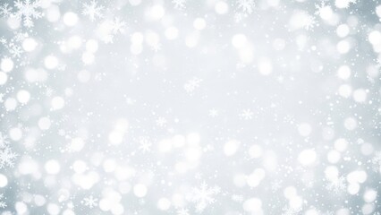 Abstract Winter Holiday Background with Snowflakes and Bokeh Lights.