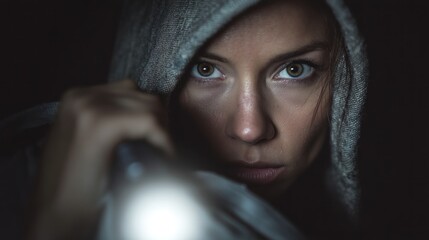 Person flashlight night