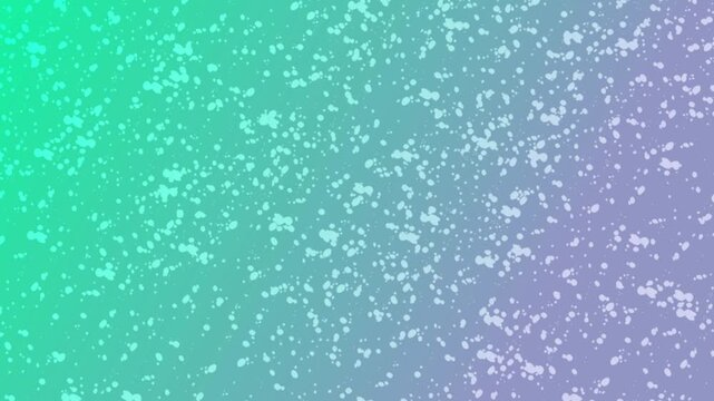 Dynamic splatter particles futuristic stop motion effect, bright turquoise purple gradient background abstract animation texture