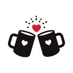 Coffee Cup Cheers Cute Love Icon Design