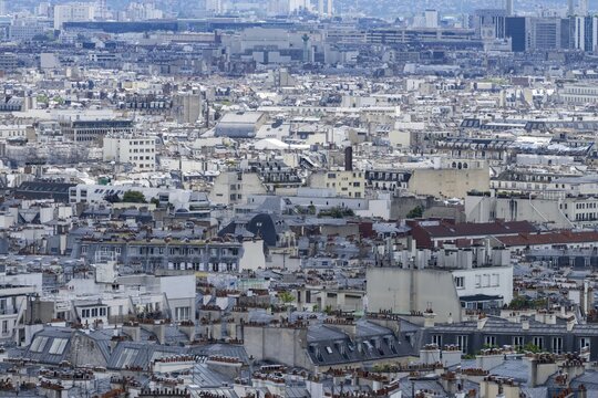 View of Paris from the Sacré-Cur de Montmartre Basilica, Montmartre, Paris, Île-de-France, France