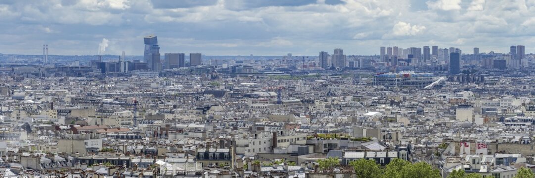 Panorama of Paris from the Sacr&eacute;-Cur de Montmartre Basilica, Montmartre, Paris, &Icirc;le-de-France, FranceEurope