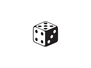 Dice Cube Casino Game Black Icon 2D Vector Line Art Minimal Design Concept Illustration