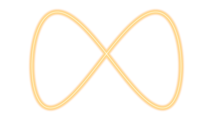 Glowing Neon Infinity Symbol - Orange, Transparent Background, Abstract