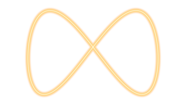 Glowing Neon Infinity Symbol - Orange, Transparent Background, Abstract