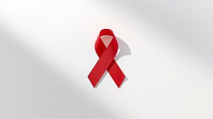 Red ribbon symbol for AIDS and HIV awareness and support campaign against the illness