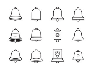 Doorbells vector icons set 2D vector line art modern minimal style for user interfaces