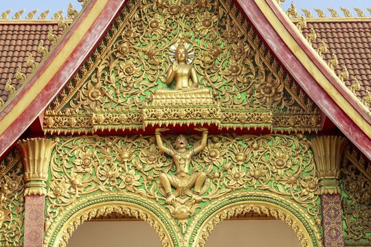 Pediment with Buddha, Wat Si Saket, Vientiane, Vientiane Province, Laos