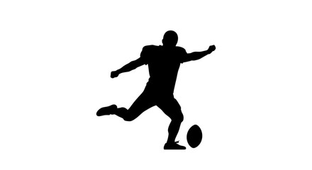 Dynamic football player silhouette kicking ball, ready for action and perfect for sports branding or team spirit designs, a powerful visual statement