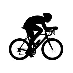 Obraz premium Dynamic silhouette of cyclist riding for fitness and competition, embodying speed, endurance, and a healthy lifestyle on a modern racing bicycle