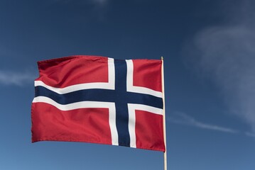 Norwegian flag in the wind, Oslo, Norway