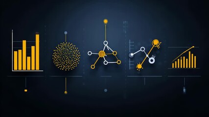 AI, Big Data, and business analytics icons represent the integration of advanced technology in analyzing graphs, business data, and market trends, driving strategic decisions and innovative solutions - Powered by Adobe