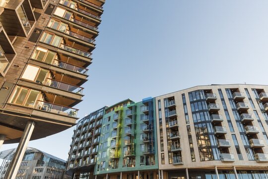 Modern residential buildings, modern architecture, Tjuvholmen, Aker Brygge, Oslo, Norway